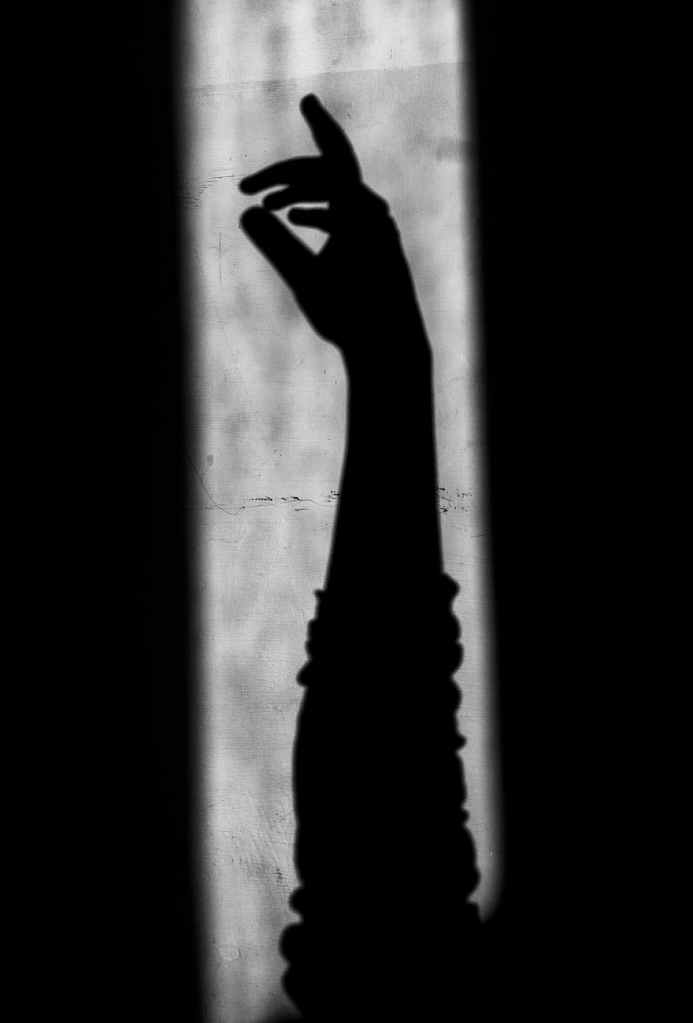 grayscale photo of a shadow